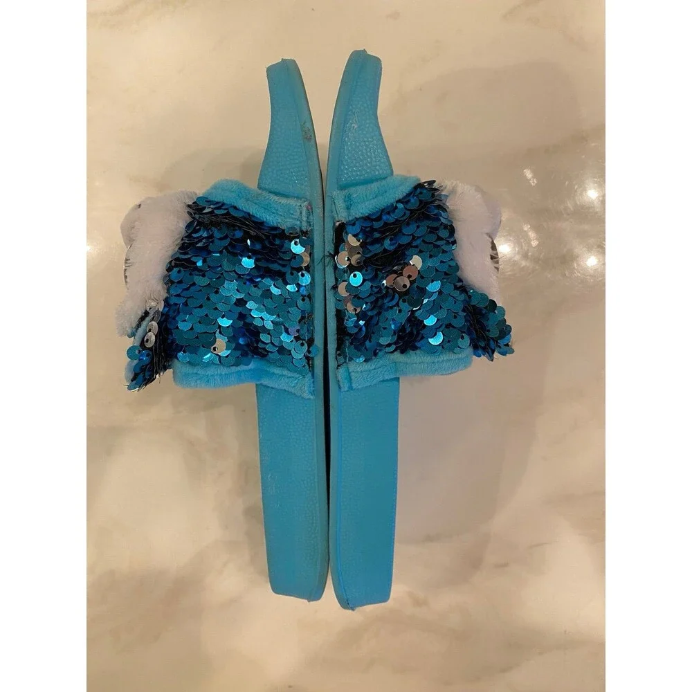 Blue Sequin Slush the dog  Beanie Baby’s  Boo's Collection Slides Shoe‎ Size 1-3